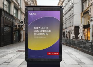 Free City Light Advertising Billboard Mockup PSD