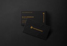 Free Embossed Black Business Card Mockup PSD