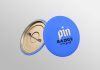 Free Floating Glossy Pin Badge Mockup PSD