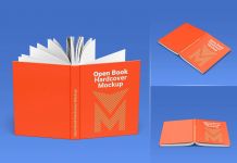 Free Hardcover Open Book Mockup PSD Set