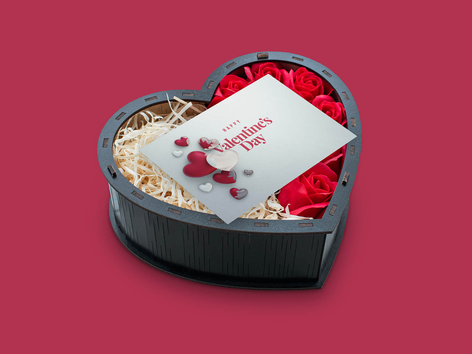 Free Valentine Greeting Card & Heart Gift Box 2023 Mockup PSD