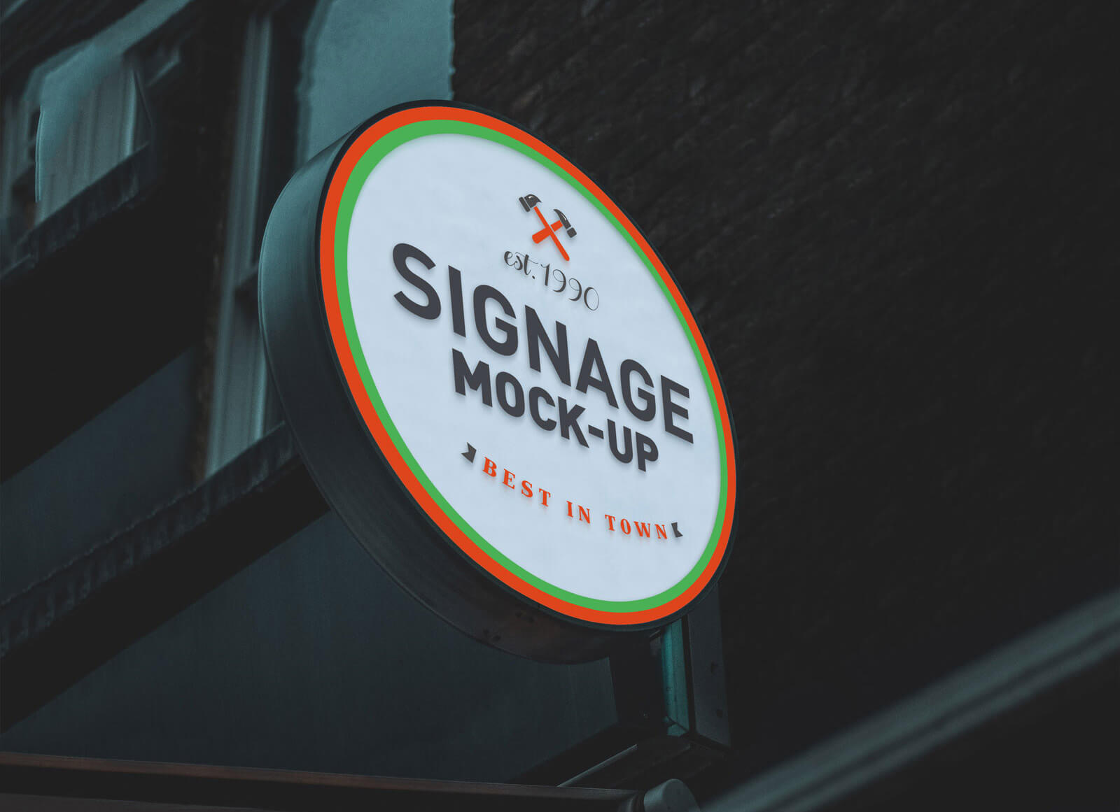 Free Round Signage Mockup PSD