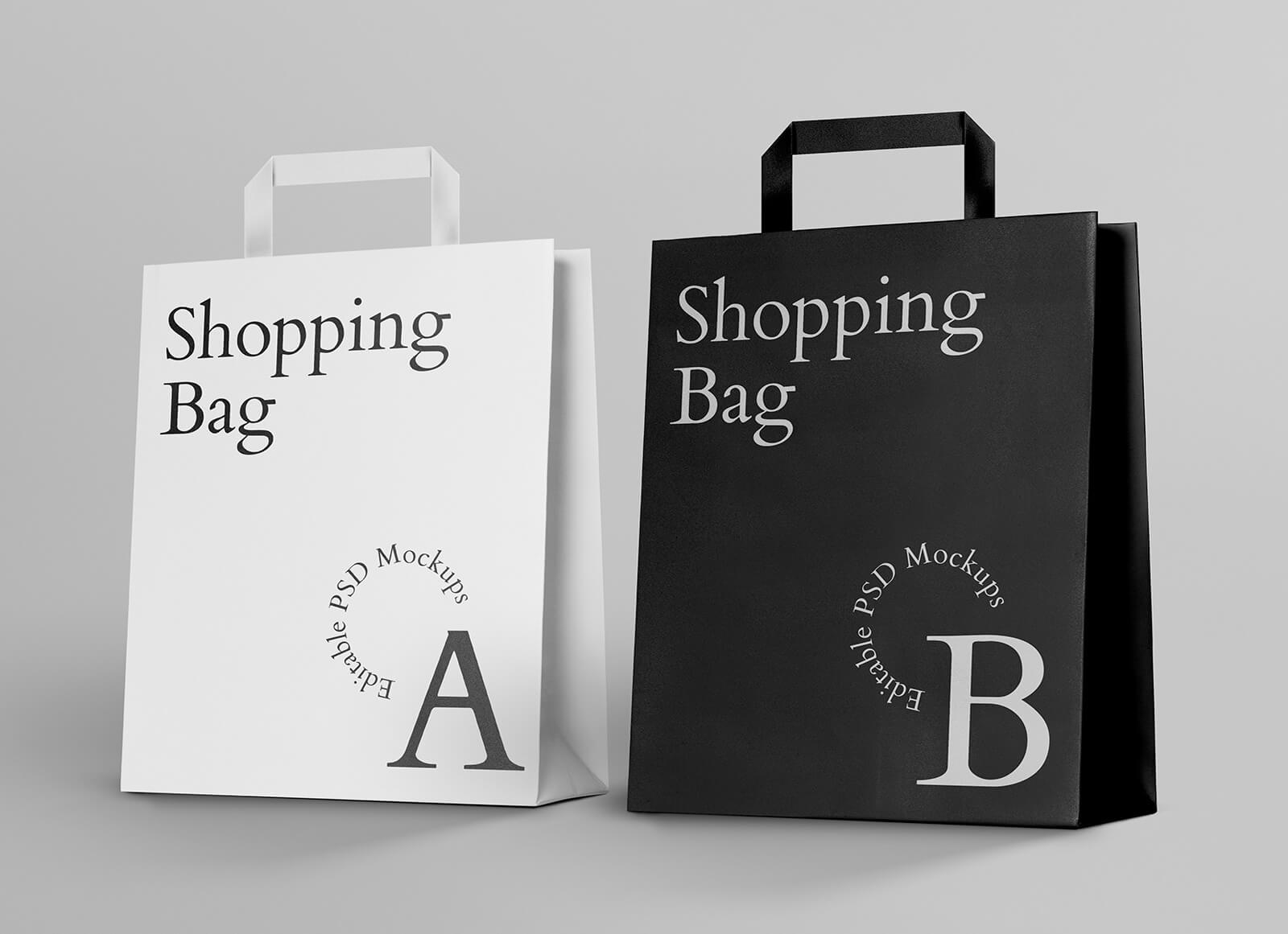 Free-White-&-Black-Paper-Shopping-Bag-Mockup-PSD