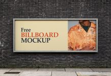 Free Brick Wall Street Billboard Mockup PSD