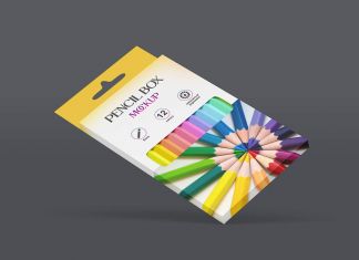Free Pencil Packaging Box Mockup PSD