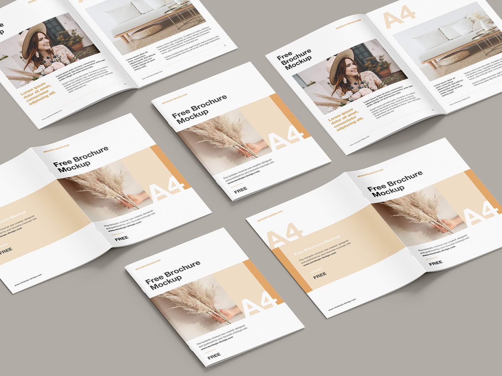 Free A4 Saddle Stitch Brochure Mockup PSD Set