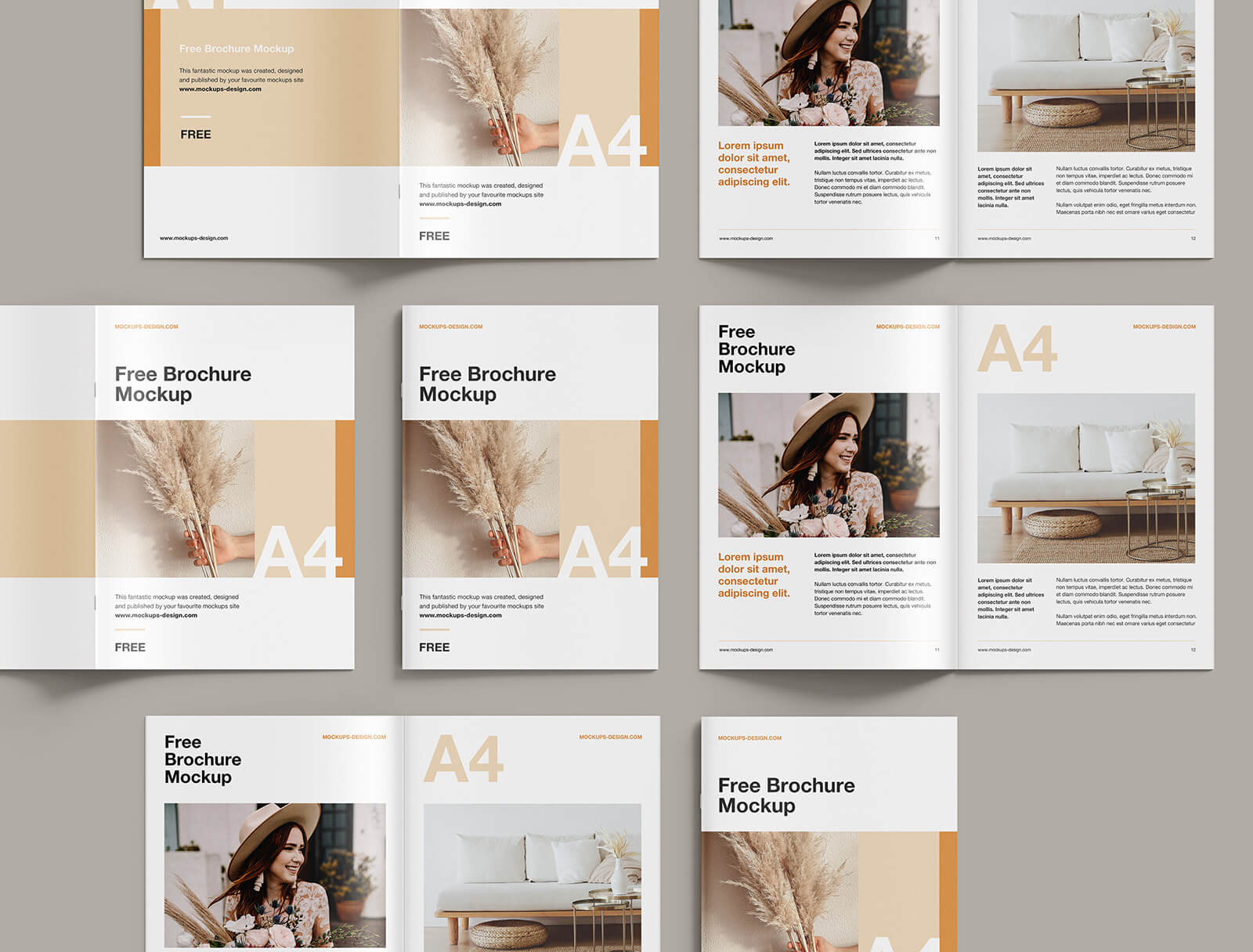 Free A4 Saddle Stitch Brochure Mockup PSD Set