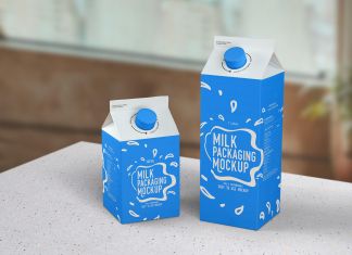 Free Milk Packaging Box Mockup PSD