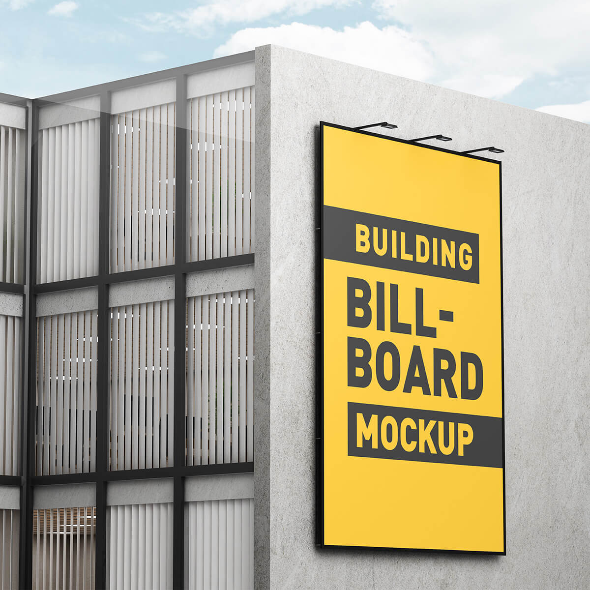 Free Outdoor Building Wall Vertical Billboard Mockup PSD - Good Mockups