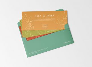 Free Simple Wedding Invitation Cards Mockup PSD