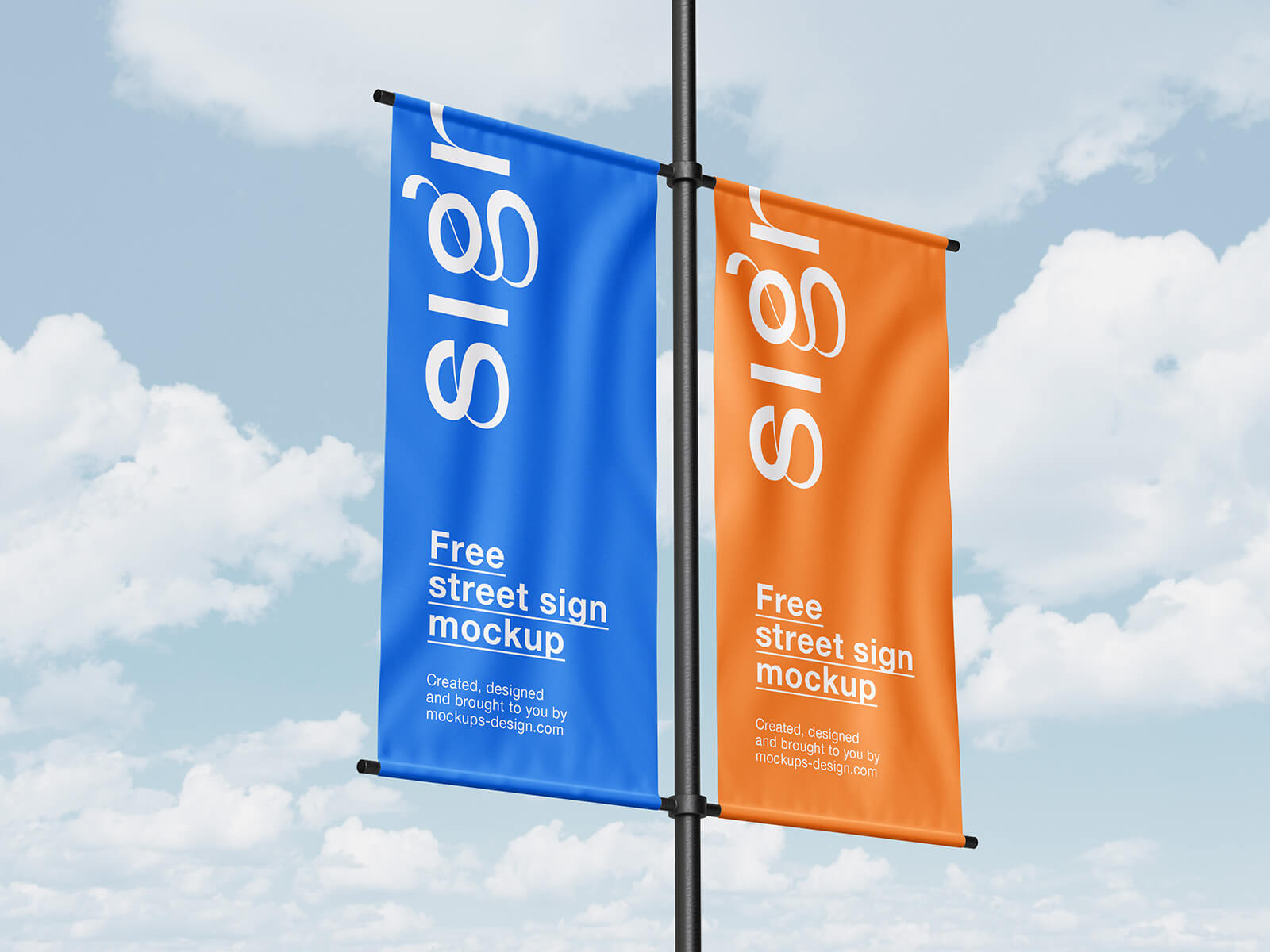 Free Street Pole Banner Mockup PSD Set