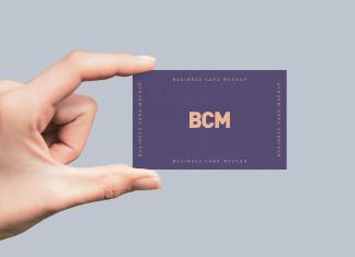 Free Hand Holding Business Card Mockup PSD