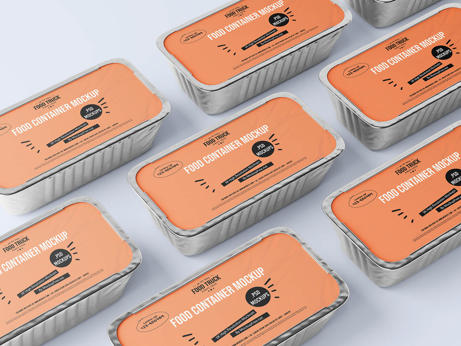 10 Free Aluminum Food Container Mockup PSD