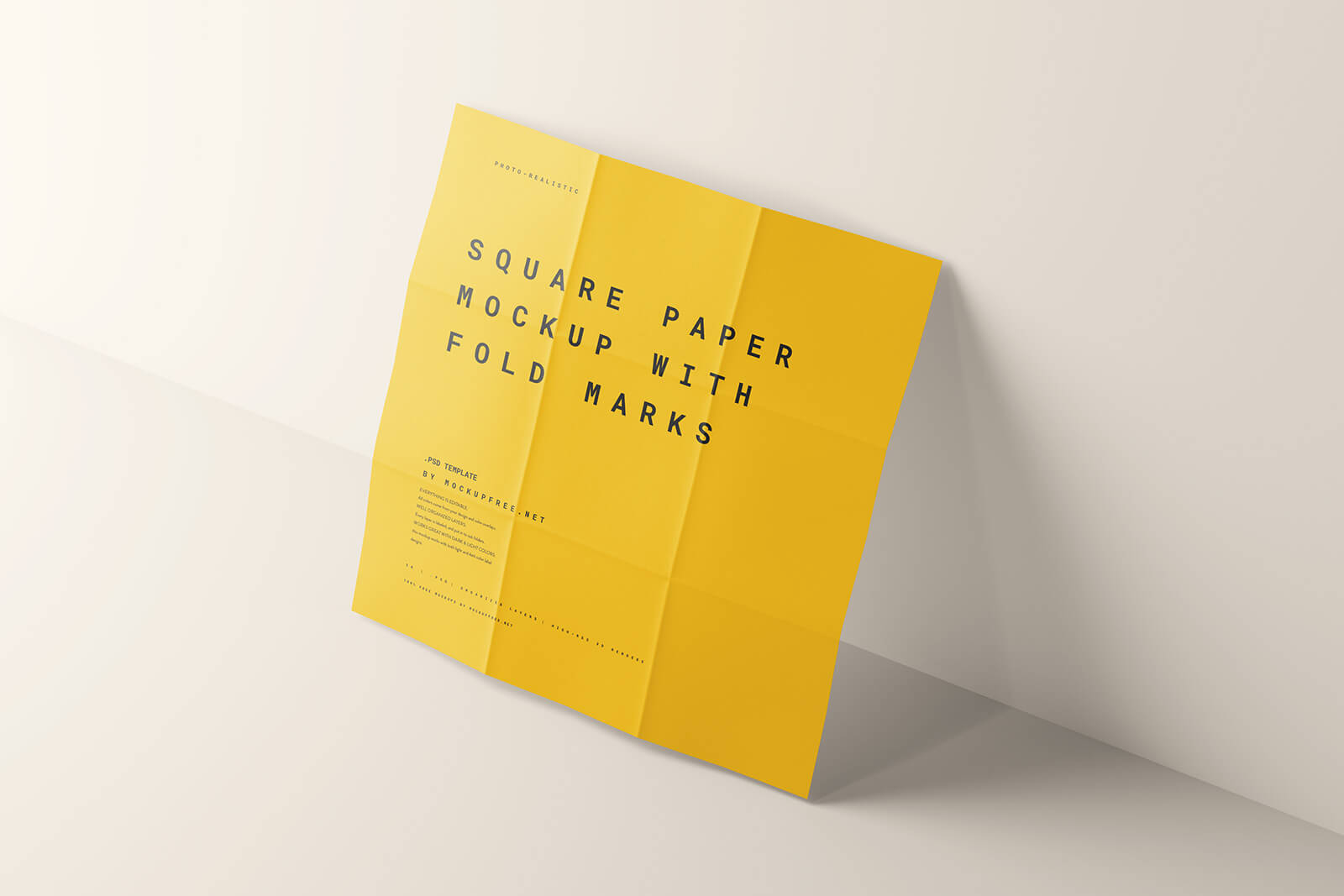 A4 Paper Folded Poster PSD Mockup Pack on Yellow Images Creative Store