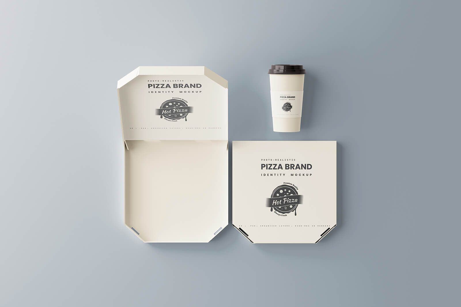 10 Free Pizza Box Branding Mockup PSD