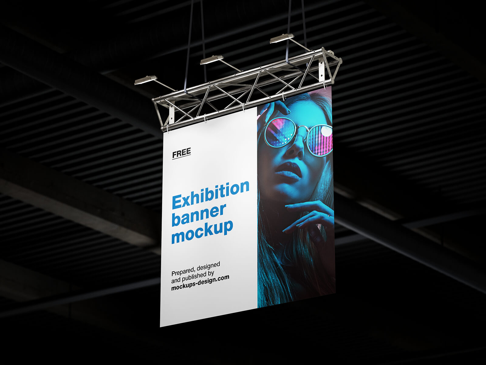 2 Free Hanging Exhibition Banner Mockup PSD