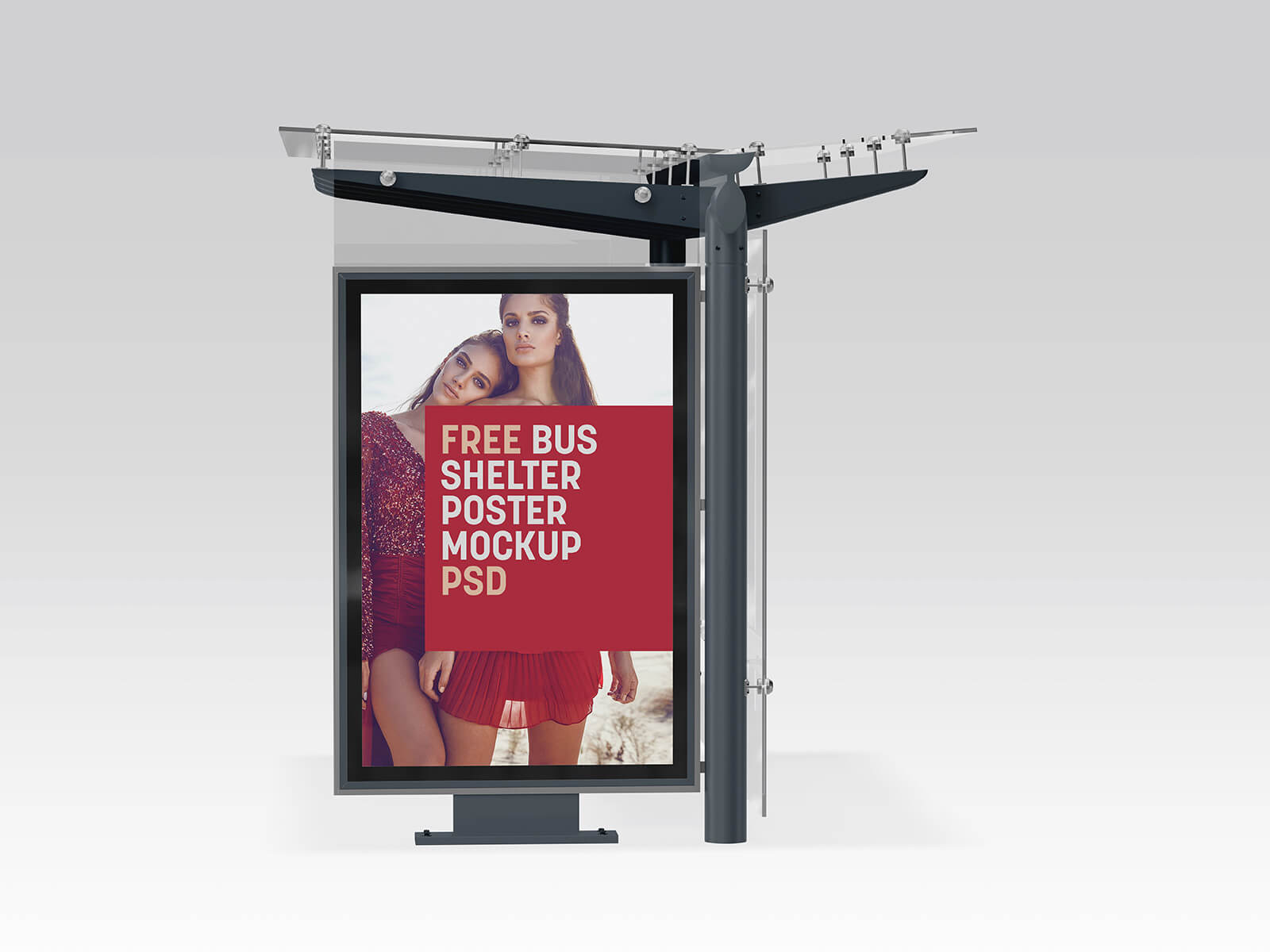 Free Bus Shelter Poster Mockup PSD