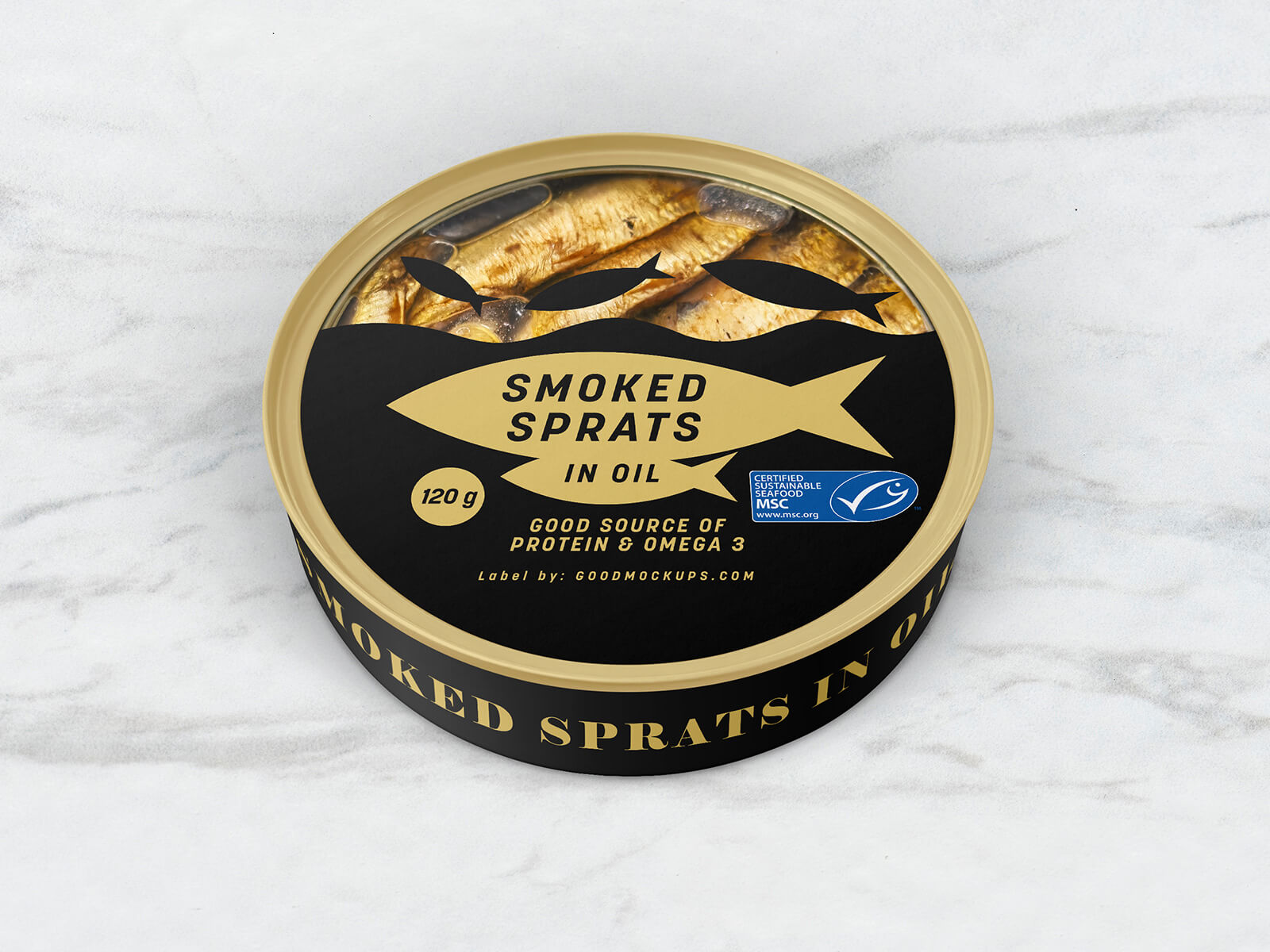 Free Canned Smoked Sprats In Oil Mockup PSD Set