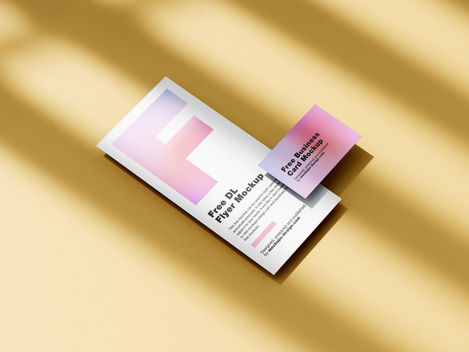 Free DL Flyer With Business Card Mockup PSD