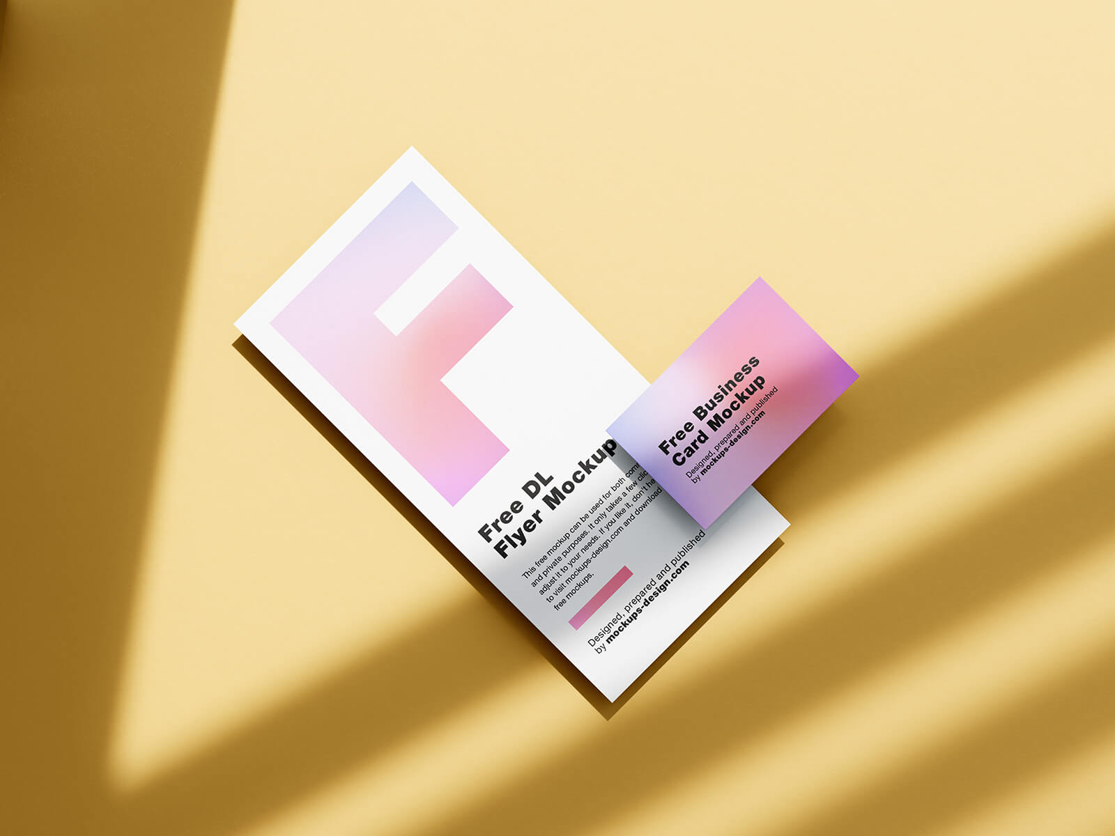 Free DL Flyer With Business Card Mockup PSD