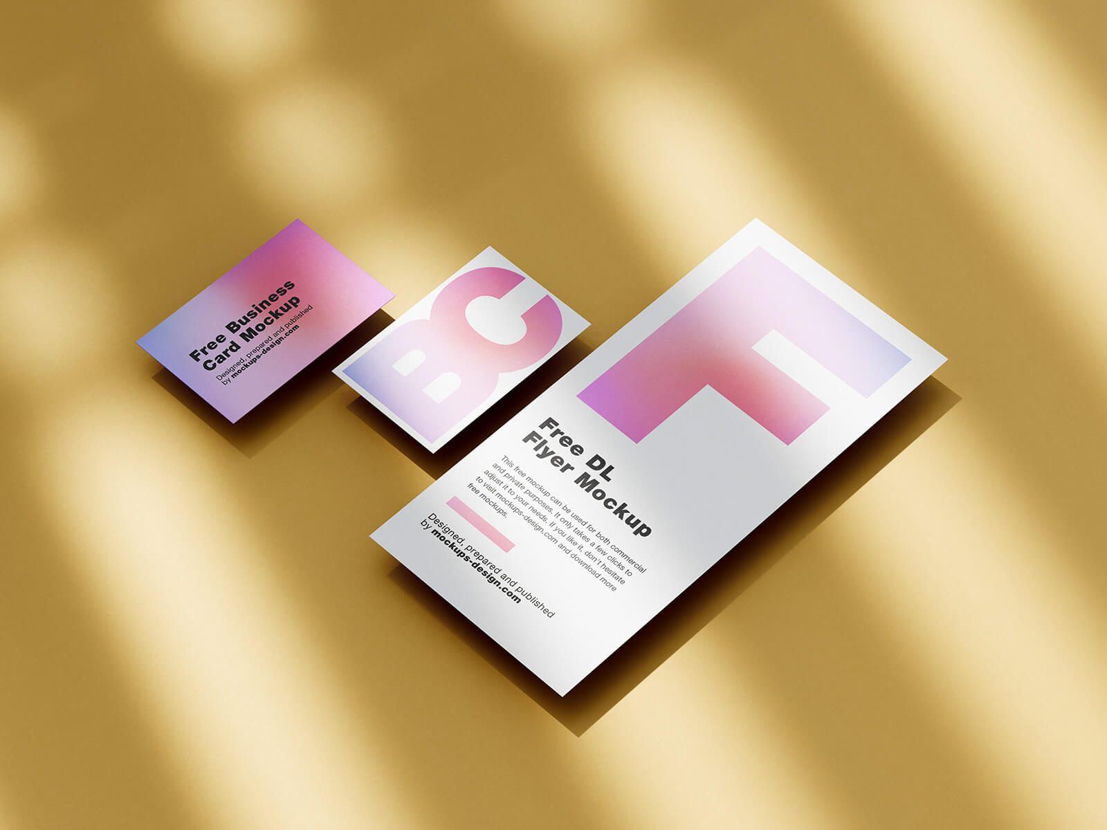 Free DL Flyer With Business Card Mockup PSD