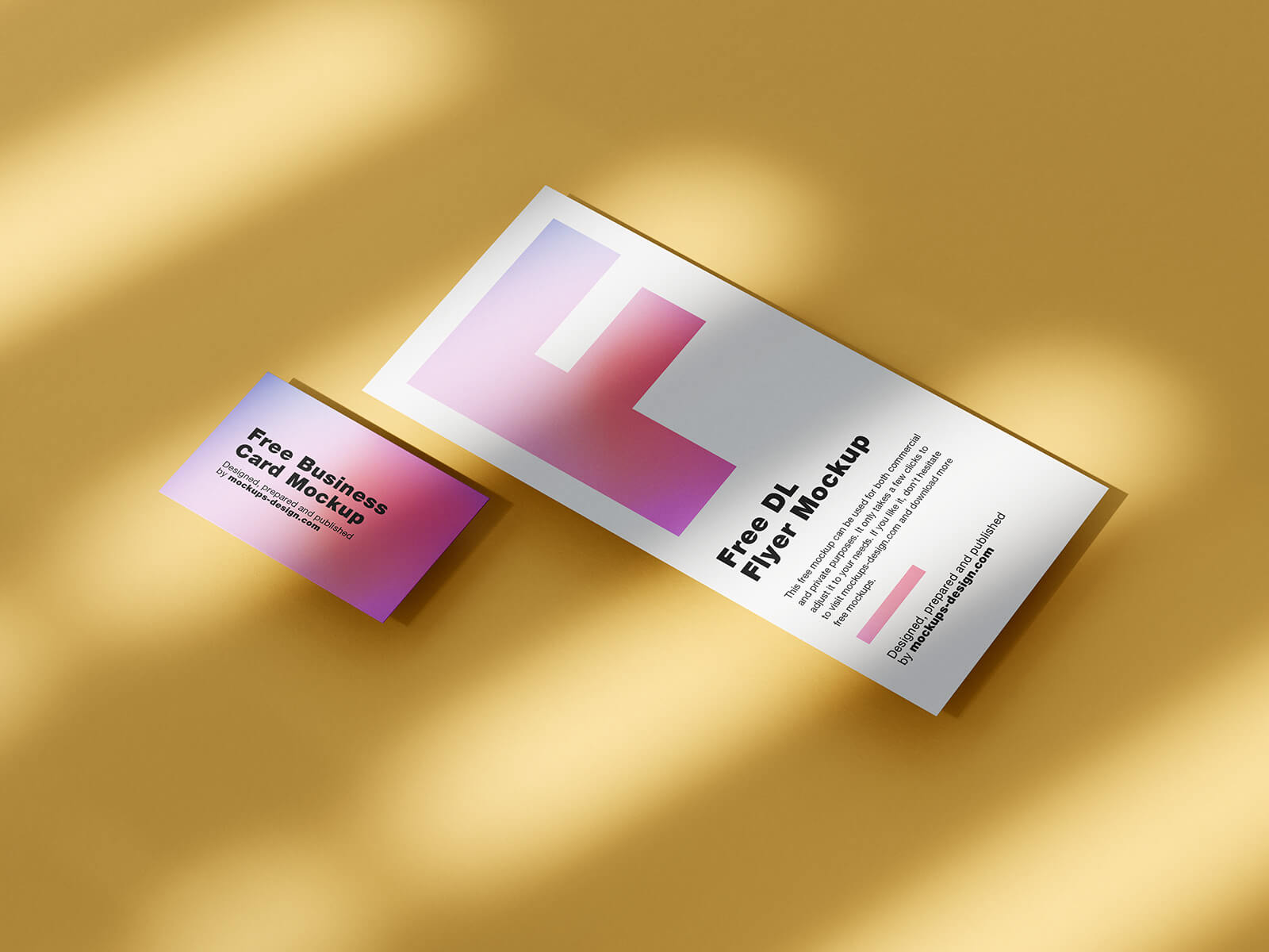 Free DL Flyer With Business Card Mockup PSD