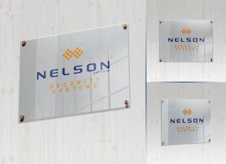 Free Frosted Glass Signage Mockup PSD