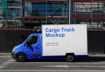 Free-Small-Cargo-Truck-Van-Mockup