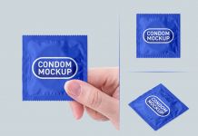 Free Square Condom Sachet Packaging Mockup PSD