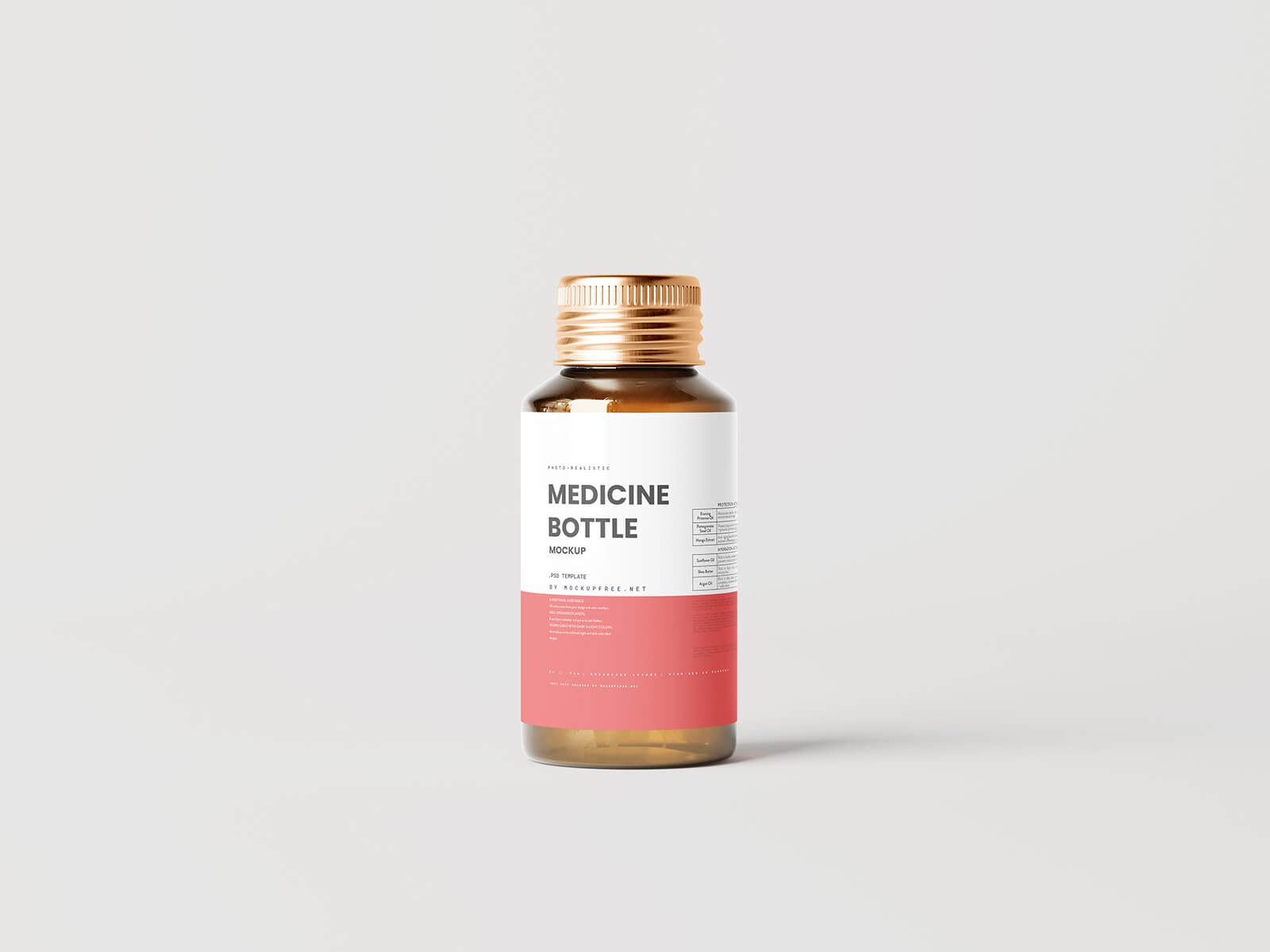 Free Amber Medicine Bottle With Box Mockup PSD