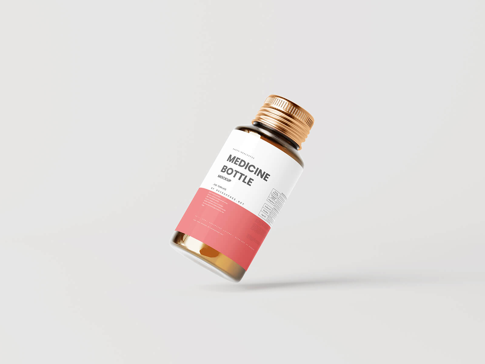 Free Amber Medicine Bottle With Box Mockup PSD