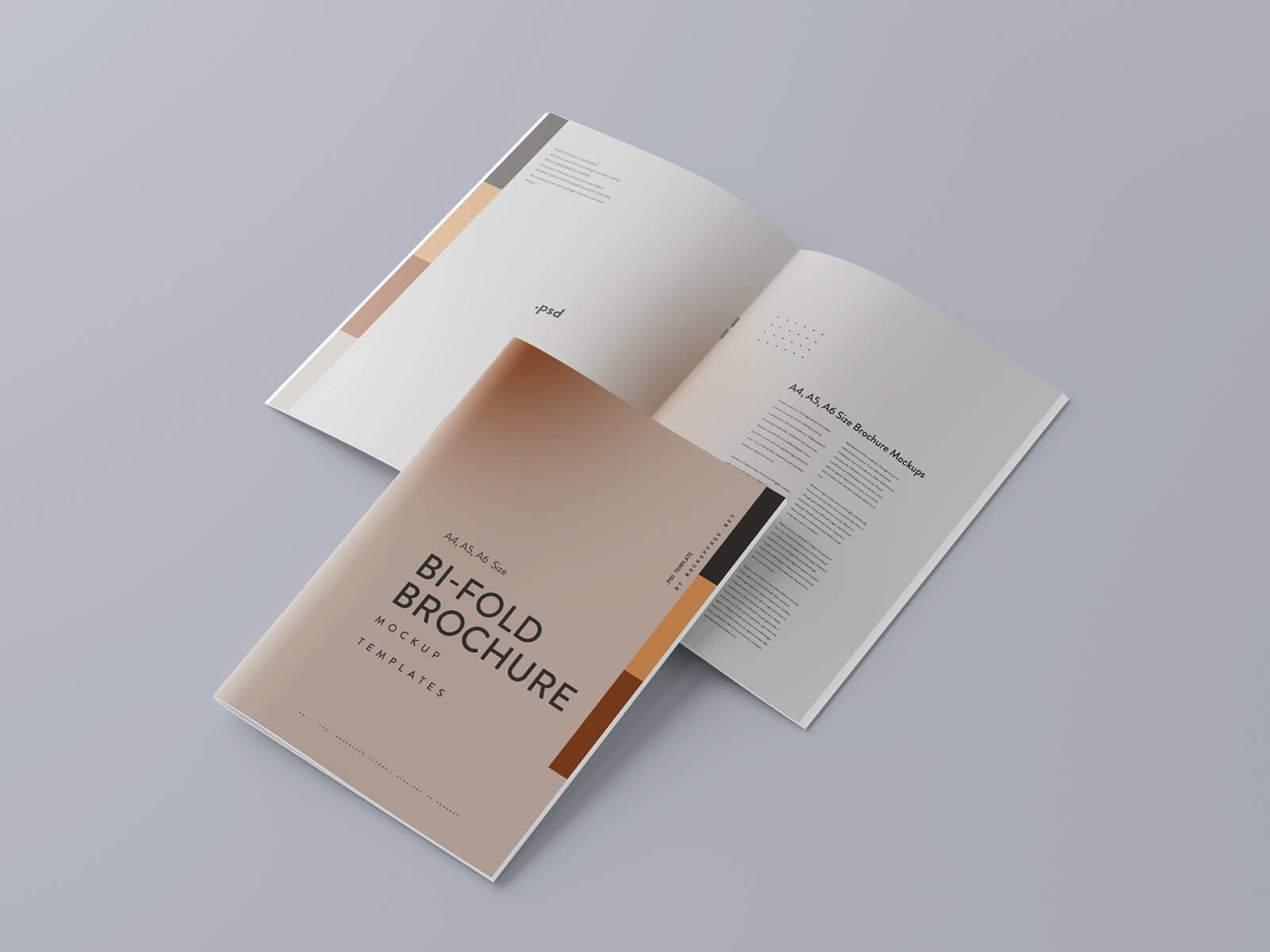Free A4 Bi-Fold Multiple Pages Brochure Mockup PSD 