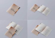 Free A4 Bi-Fold Multiple Pages Brochure Mockup PSD