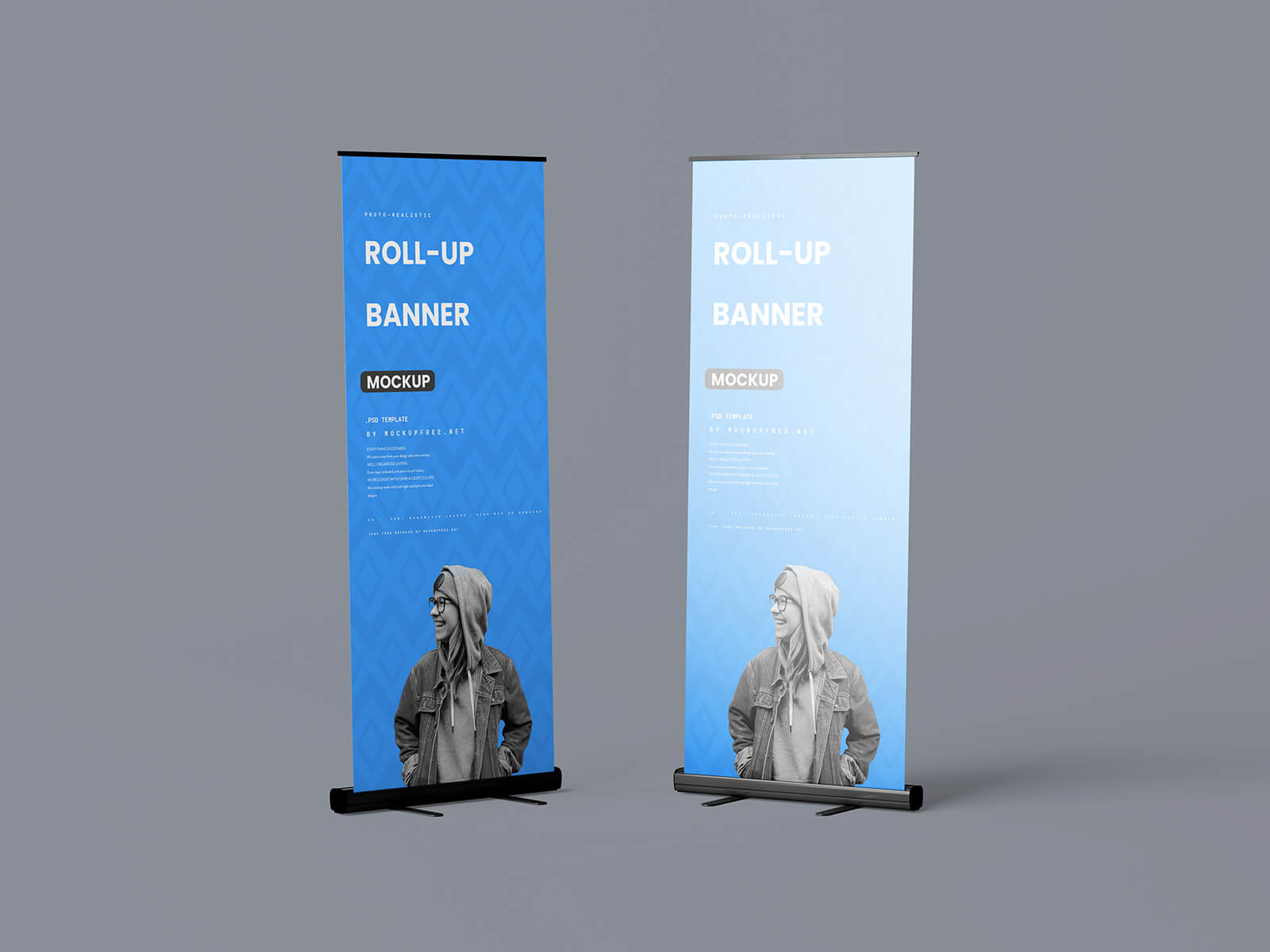 6 Free Roll-Up Banner Stand Mockup PSD