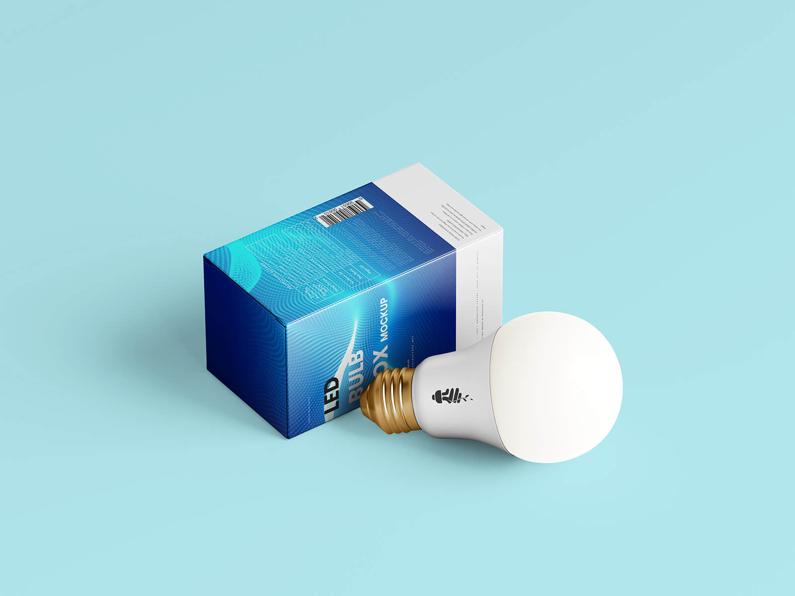 Free LED Light Bulb & Box Mockup PSD