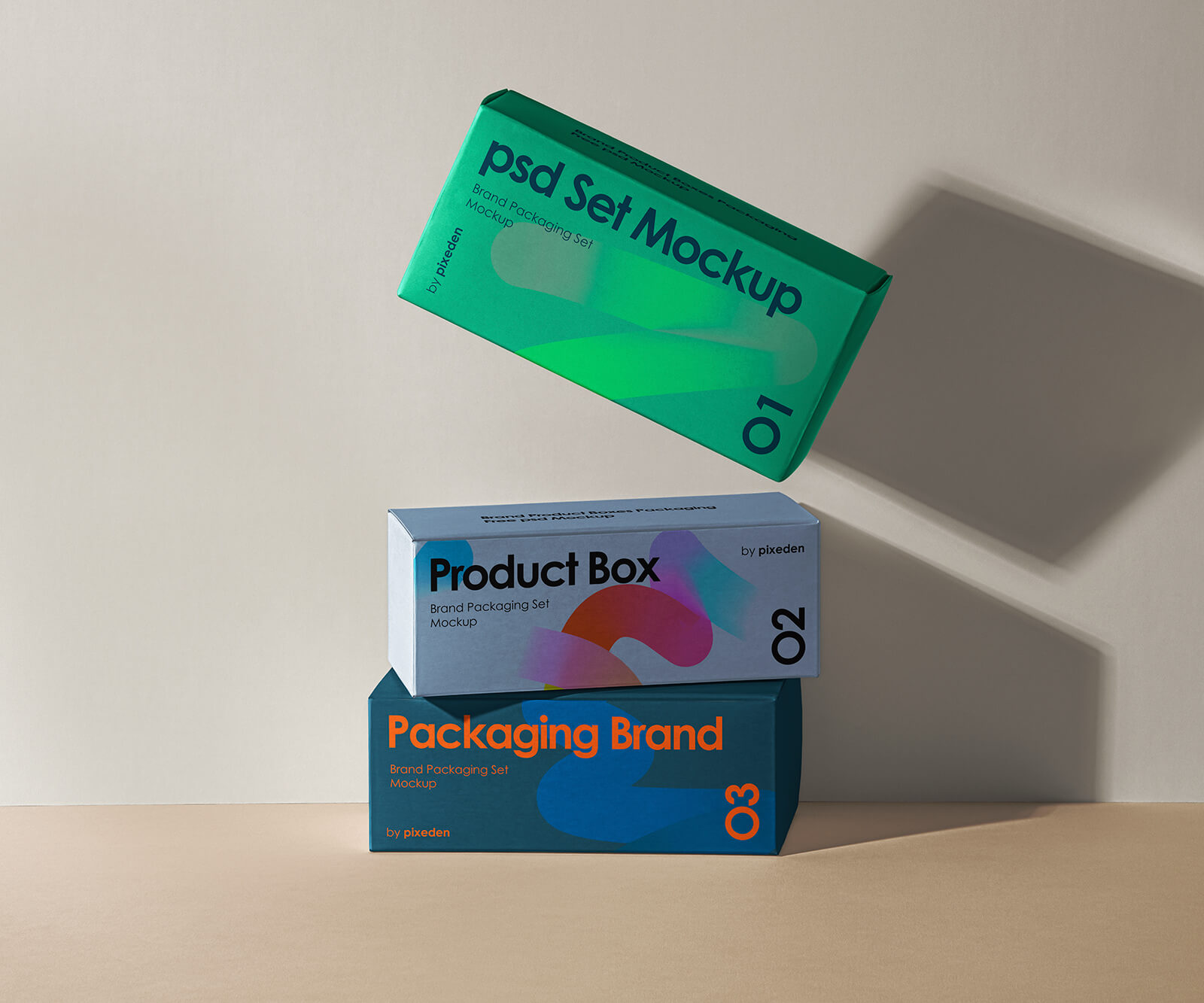 Free Horizonal Product Boxes Presentation Mockup PSD