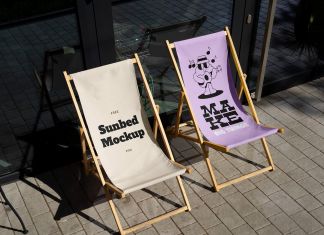 Free Beach Sunbed Lounger Chair Mockup PSD