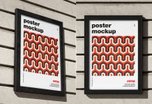 Free Outdoor Wall Poster With Frame Mockup PSD Set