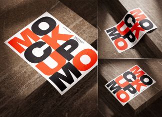 Free Poster On Concrete Mockup PSD