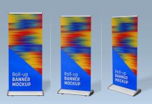 Free Roll-up Banner Stand Mockup PSD