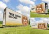 Free Steel Structure Large Banner Mockup PSD