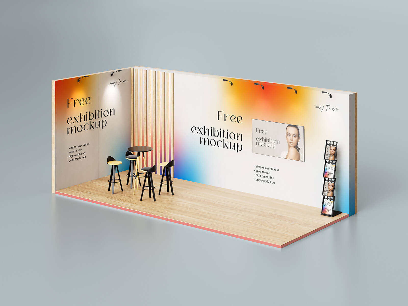 Free Trade Show Exhibition Stand Design Mockup PSD