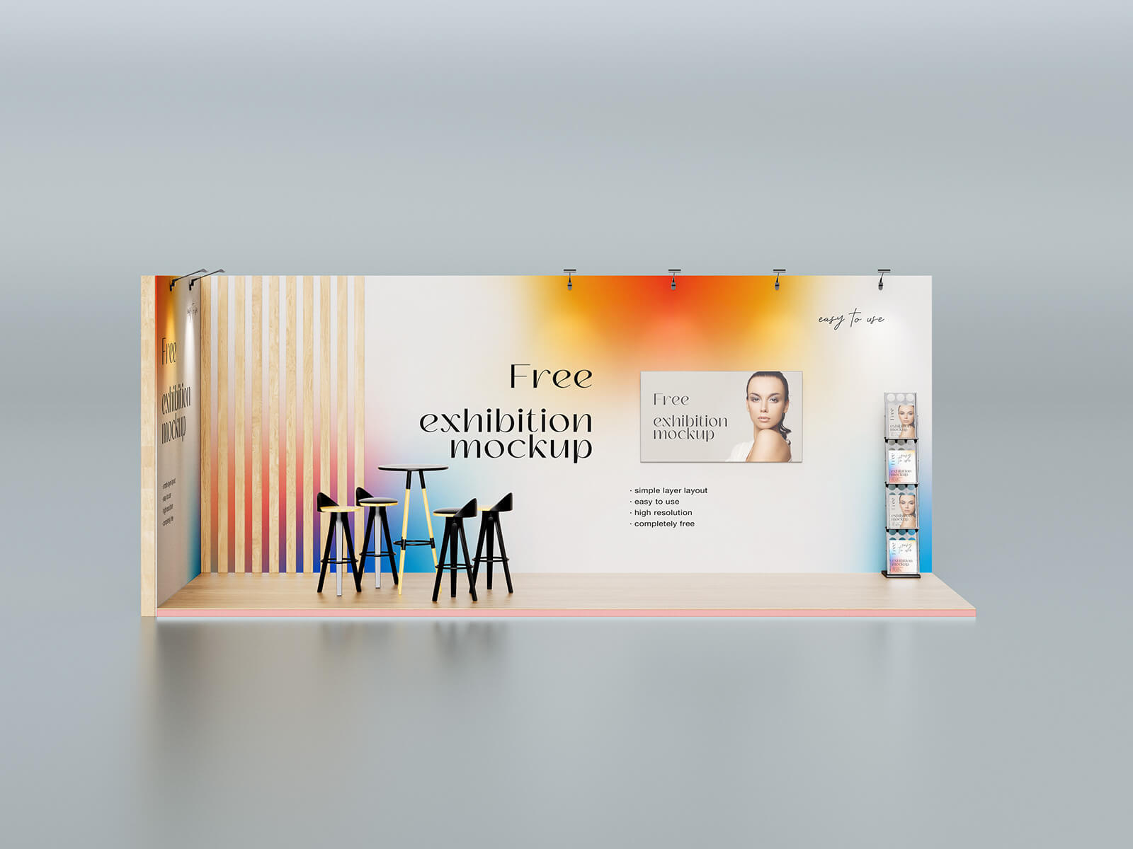 Free Trade Show Exhibition Stand Design Mockup PSD