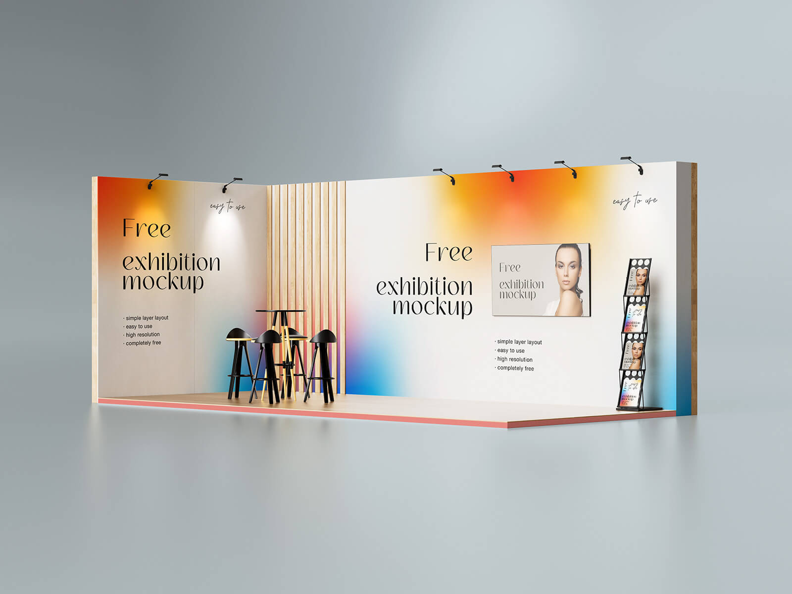 Free Trade Show Exhibition Stand Design Mockup PSD