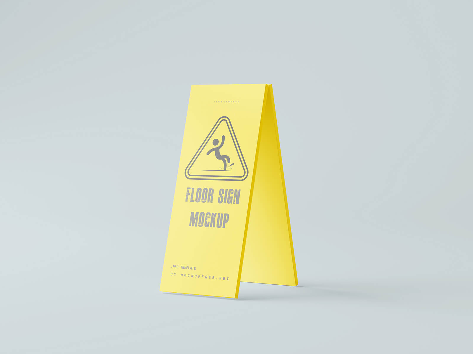 Free Wet Floor Caution Sign Mockup PSD