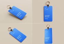 Free Custom Plastic Card Keychain Mockup PSD Set
