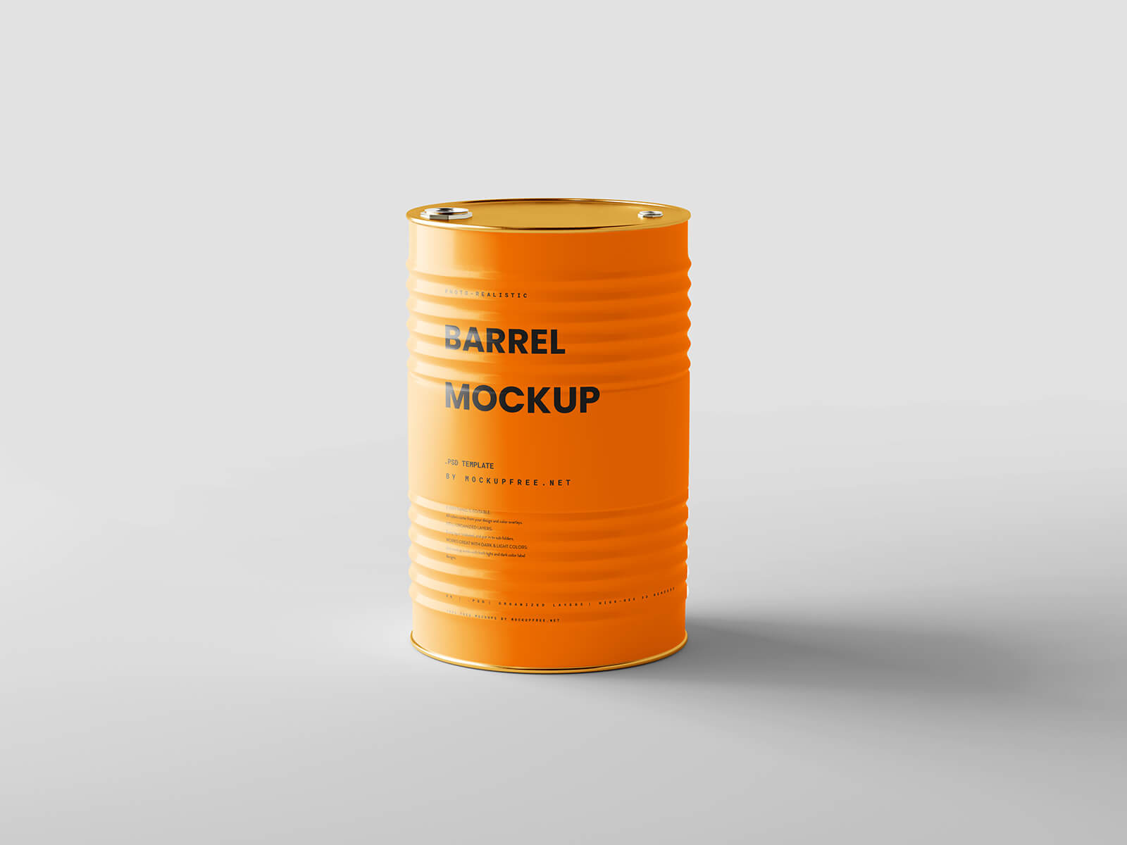 Free Oil Drum Barrel Can Mockup