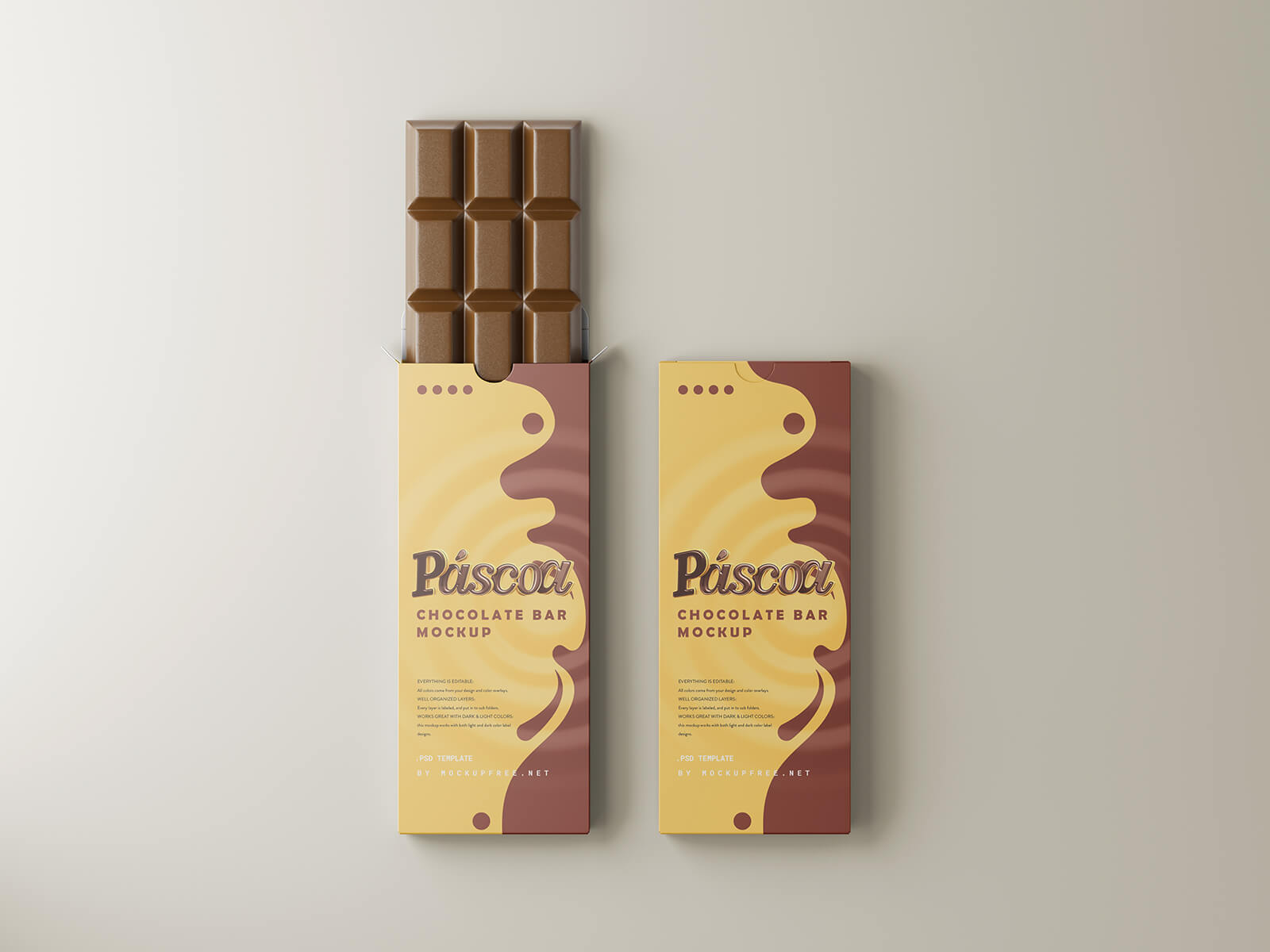 Free Chocolate Bar Packaging Mockup PSD