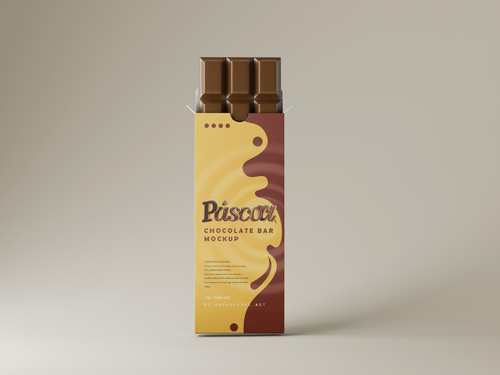 Free Chocolate Bar Packaging Mockup PSD