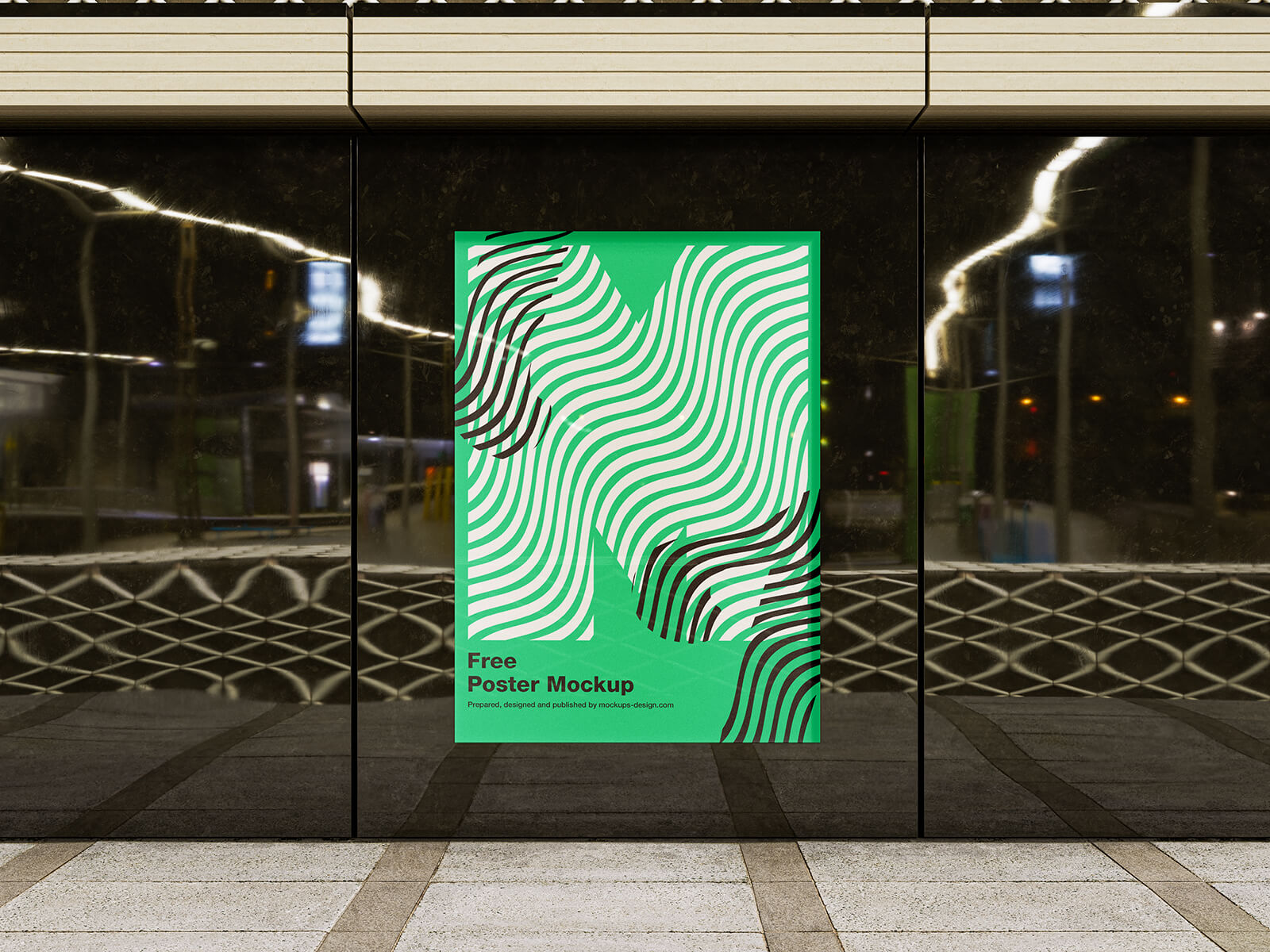 Free Indoor Large Poster Mockup PSD